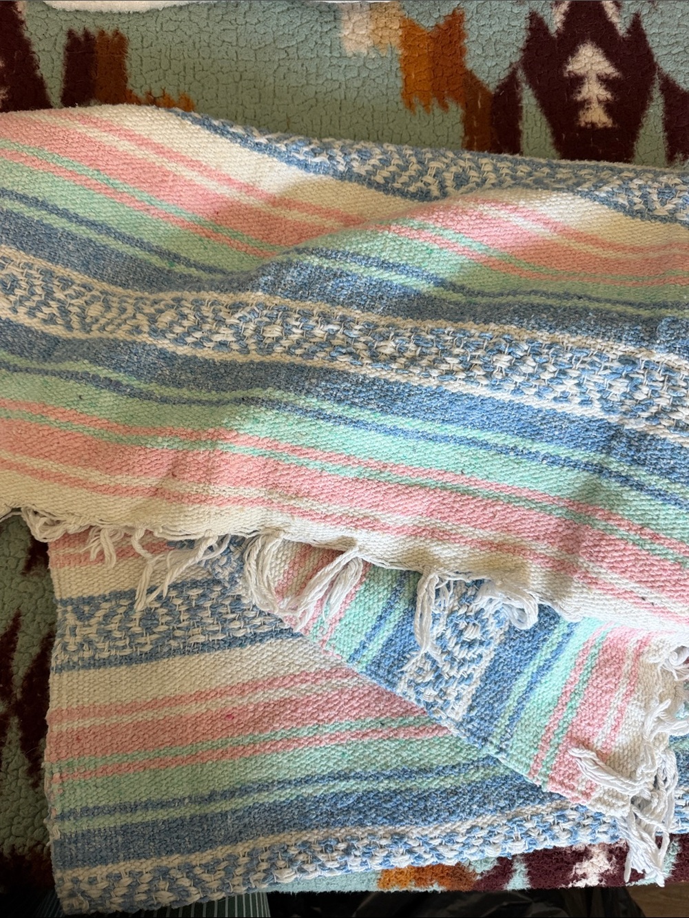 Pastel Striped Woven Throw Blanket by
